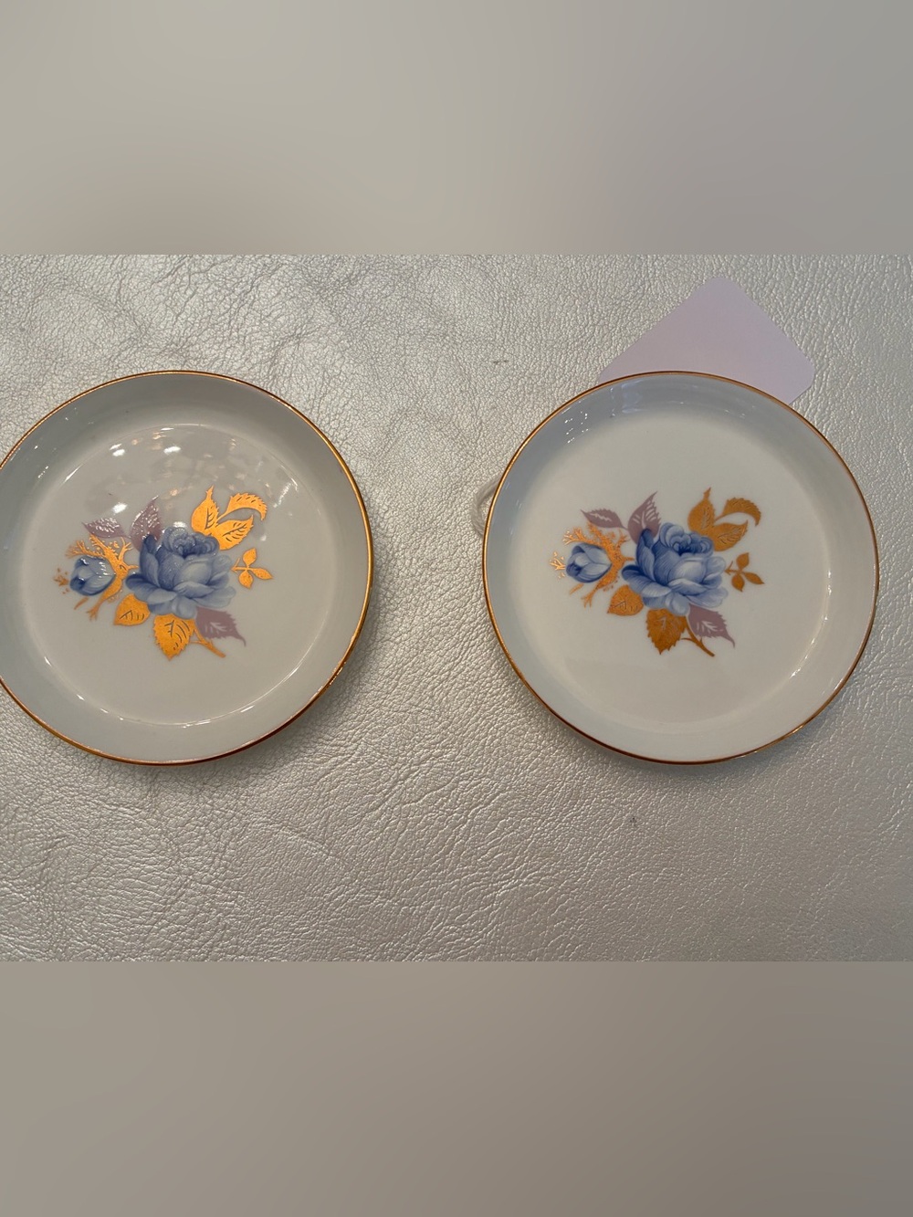 Vintage Aynsley Set of 2 Coasters, Blue Rose, Fine Bone China, 3-1/2”